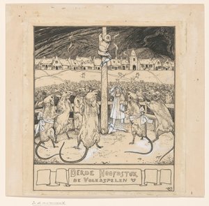 Willy grimpe à un poteau tandis que les souris regardent - Ludwig Willem Reymert Wenckebach