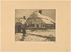 Maisons enneigées sur une route à Ede - Willem Witsen (signed by artist)