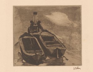 Remorqueur avec deux péniches - Willem Witsen (signed by artist)