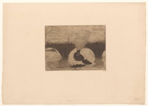 Remorqueur devant le pont de Waterloo à Londres - Willem Witsen (signed by artist)