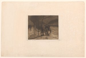 Voitures en attente sur le Victoria Embankment à Londres - Willem Witsen (signed by artist)