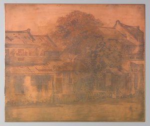 Batavia. Maisons au bord de la rivière avec des arbres entre elles - Willem Arnoldus Witsen