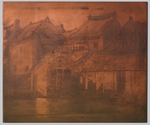 Batavia. Maisons au bord de la rivière en rangée continue - Willem Arnoldus Witsen