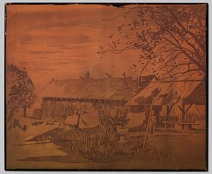 Gambar, long bâtiment annexe, linge séchant au premier plan - Willem Arnoldus Witsen