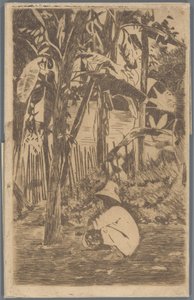 Garçon accroupi dans un jardin, Buitenzorg - Willem Arnoldus Witsen