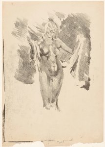 Femme nue debout qui se sèche