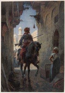 Cavalier turc dans une ville