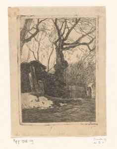 Takkenbos bij een heining met bomen - Willem de Zwart (signed by artist)