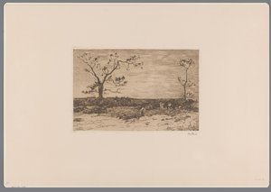 Paysage avec arbres nus et bûcherons - Willem de Zwart (signed by artist)