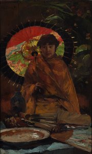 Fille avec un parasol japonais