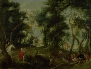 Paysage avec Atalante et Méléagre chassant le sanglier de Calydon - Willem van Herp