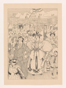 Baigneurs juifs caricaturés sur la plage de Scheveningen - Willem van Konijnenburg