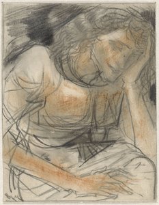 Femme avec main sous la tête