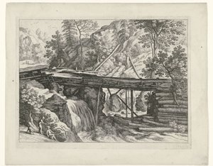 Paysage montagneux avec aqueduc en bois - Willem van Nieulandt (II)
