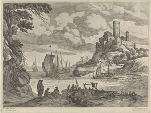 Vue du port avec des navires - Willem van Nieulandt (II)