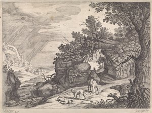Paysage avec un homme de Dieu mort, un lion et un âne (Paysages italiens)
