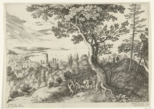 Voyageur attaqué par des voleurs (Paysages italiens, série)