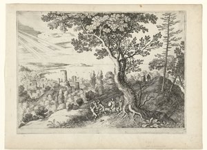 Voyageur attaqué par des voleurs (Paysages italiens)