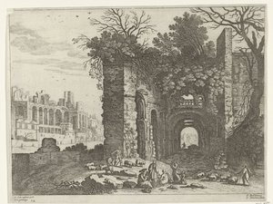 Famille reposant devant une ruine - Willem van Nieulandt (II)