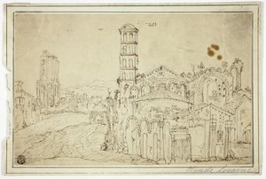 Vue de Rome : Torre della Melisa, ruines de l