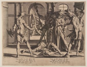 Décapitation du juge romain Papinian, planche 5 des Trônes de justice (Thronus Iustitiae) - Willem van Swanenburgh
