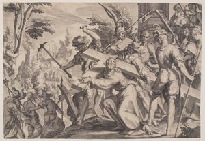 Le Christ portant la croix, planche 4 des Trônes de justice (Thronus Iustitiae) - Willem van Swanenburgh
