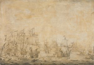 Bataille entre les flottes néerlandaise et suédoise, dans le Sund, le 8 novembre 1658 - Willem van de Velde (I) (attributed to)