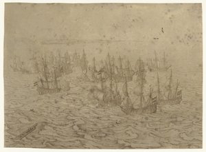 Bataille navale devant une côte - Willem van de Velde (I) (possibly)
