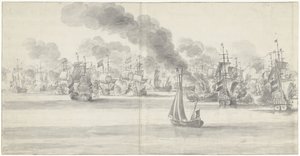 La bataille navale devant Katwijk (feuille de gauche), 1653 - Willem van de Velde (I)