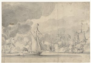 Bataille navale à Lowestoft le 13 juin 1665 - Willem van de Velde (I)