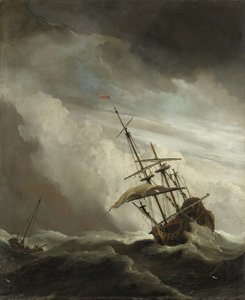 Un navire en haute mer pris par une rafale, connu sous le nom de La rafale, 1680