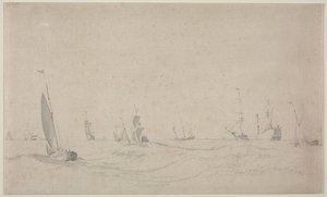 Navires sur une mer agitée, 1665 - Willem van de Velde