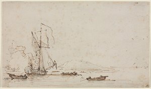 Yacht recevant un salut - Willem van de Velde