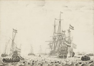 Navires hollandais près de la côte