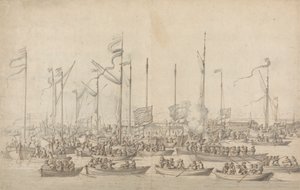 Célébration sur la Tamise près de Whitehall - Willem van de Velde the Elder