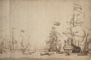 Un conseil de guerre dans la flotte hollandaise ? Mai 1665, vers 1674 - Willem van de Velde the Younger