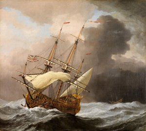 Le Navire Anglais Hampton Court dans une Tempête - Willem van de Velde the Younger
