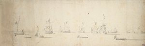 Navires hollandais au mouillage au large des côtes, vers 1664 - Willem van de the Elder Velde