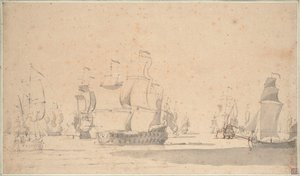 Navires anglais, un ketch et un galliot par vent léger, juin 1673?, c.1673