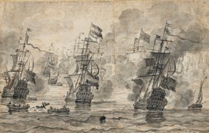 La bataille de Scheveningen, 31 juillet 1653 : le dernier passage de la bataille - Willem van de the Elder Velde
