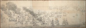 La bataille de Texel (Kijkduin) - Willem van de the Elder Velde
