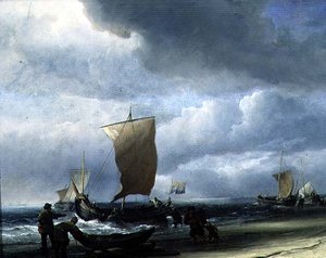 Bateaux de pêche revenant à terre