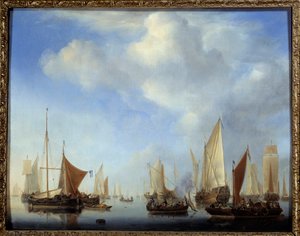 La petite flotte Peinture par Willem Van de Velde II le Jeune (1633-1707)