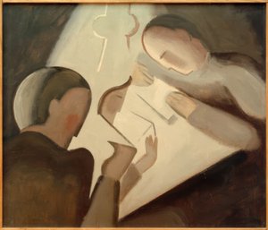 Lectrice sous la lampe I - Willi Baumeister