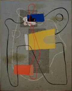 Composition linéaire sur fond gris - Willi Baumeister