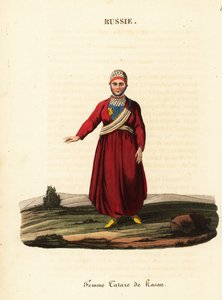 Une femme tatare en bonnet avec kaschpour