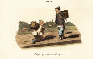 Enfants chinois ramassant du fumier de cheval - William (after) Alexander