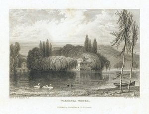 Virginia Water, lac Surrey (Angleterre), près de Windsor, vue du pavillon chinois entouré d