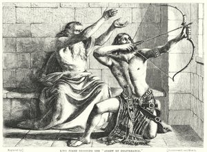 Le roi Joas tirant la flèche de la délivrance (gravure)