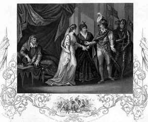 La conclusion du traité de Troye, dans Henry V par William Shakespeare, gravé par J. Rogers